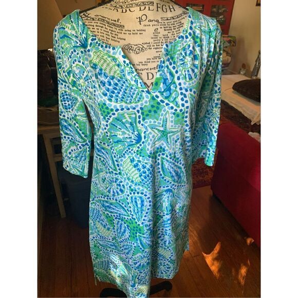 Hatley Small Summer Green & Blue Sea Shell Dress - Picture 7 of 7